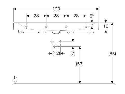 Geberit Citterio 120x50 cm mosdó 2 csaplyukkal 500.553.01.1