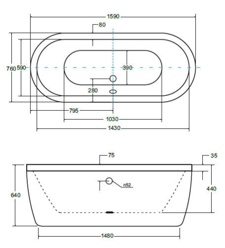 Besco Victoria 160x75 szabadonálló kád