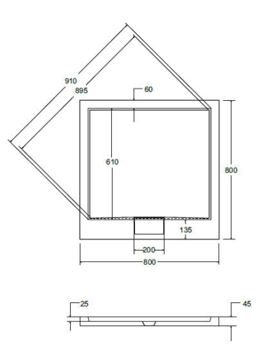 Besco Axim Ultraslim 80x80 cm zuhanytálca