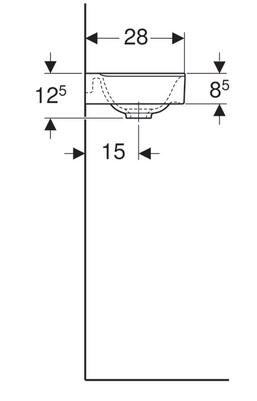 Geberit Xeno 40x28 cm KeraTect balos kézmosó, fehér 500.528.01.1