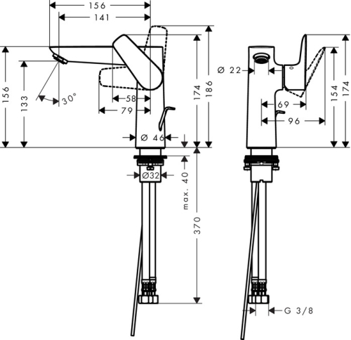 Hansgrohe Talis E egykaros mosdócsaptelep 150 automata lefolyó-garnitúrával, matt fehér 71754700