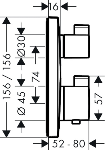 Hansgrohe Ecostat Square Termosztát falsík alatti szereléshez, 2 fogyasztóhoz, matt fekete 15714670