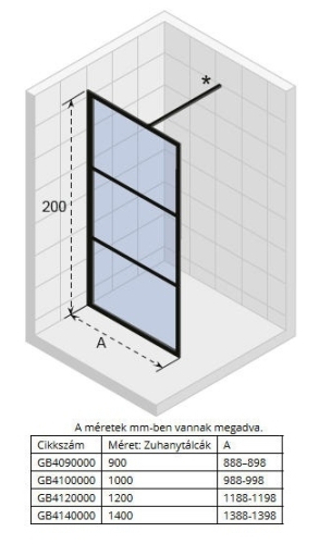 Riho Grid GB400 100 cm zuhanyfal, fekete (GB4100000) G004043121