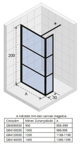 Riho Grid GB402 100 cm zuhanyfal, fekete (GB4100030) G004038121