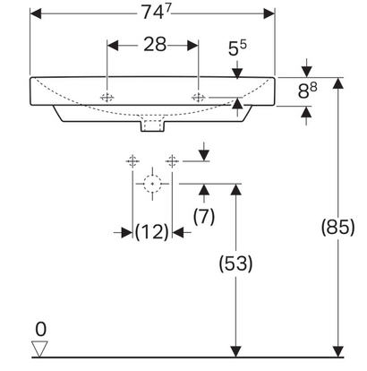 Geberit Smyle Square 75x48 cm-es mosdó 500.249.01.1