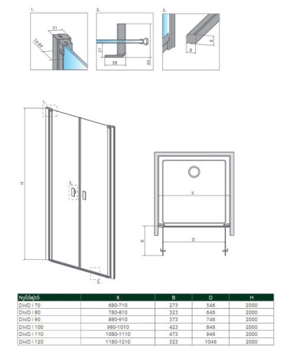 Radaway Nes DWD I 80 cm-es zuhanyajtó 10027080-01-01