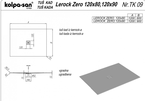 Kolpa-San Lerock Zero 100x100 White zuhanytálca 570830