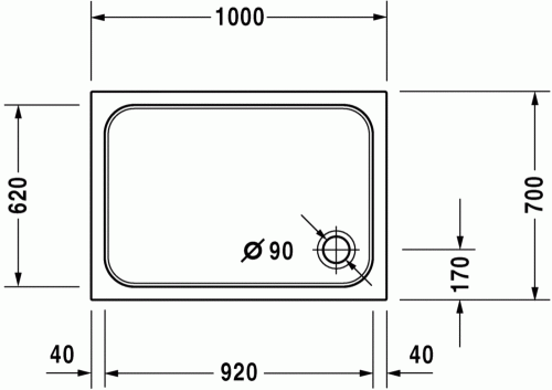 Duravit D-code 100x70 cm-es zuhanytálca 720093 (720093000000000)