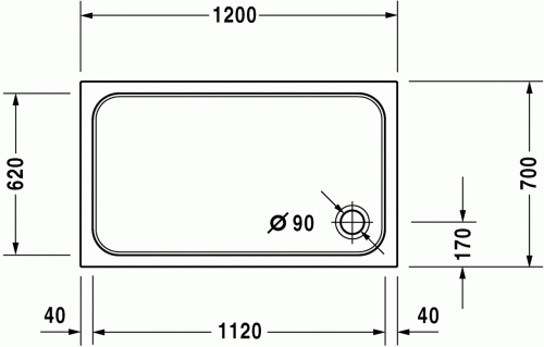 Duravit D-code 120x70 cm-es zuhanytálca 720094 (720094000000000)