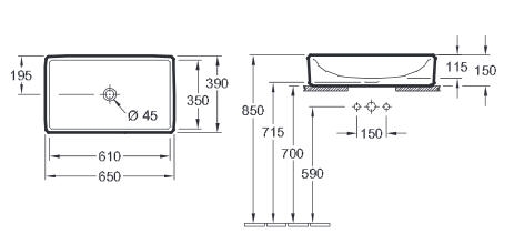 Villeroy & Boch Antheus 65x38,8 cm mosdó CeramicPlus felülettel 4A1065R1 (4A10 65 R1)