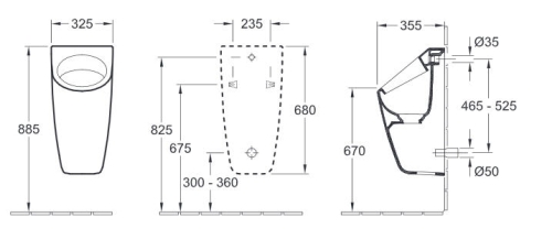 Villeroy & Boch Architectura elszívó rendszerű piszoár CeramicPlus felülettel 558600R1 (5586 00 R1)