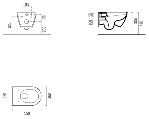 Sapho GSI PURA Swirlflush fali WC, matt tortora 881505