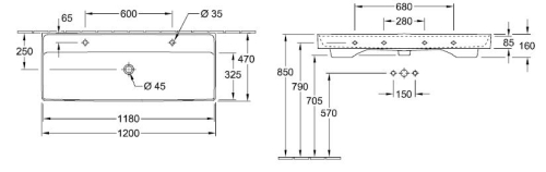 Villeroy & Boch Collaro 120x47 cm mosdó 4A33C401 (4A33 C4 01)