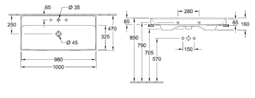 Villeroy & Boch Collaro 100x47 cm mosdó csiszolt alsó felülettel 4A331G01 (4A33 1G 01)