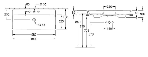 Villeroy & Boch Collaro 100x47 cm mosdó csiszolt alsó felülettel CeramicPlus felülettel 4A331GR1 (4A33 1G R1)