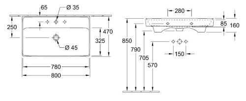 Villeroy & Boch Collaro 80x47 cm mosdó 4A338001 (4A33 80 01)