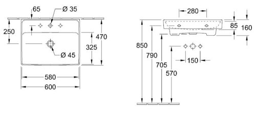 Villeroy & Boch Collaro 60x47 cm mosdó 4A336001 (4A33 60 01)