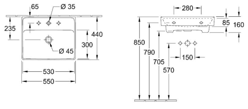 Villeroy & Boch Collaro 55x44 cm mosdó 4A335501 (4A33 55 01)