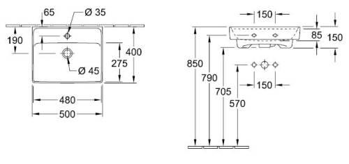 Villeroy & Boch Collaro 50x40 cm kézmosó 43345001 (4334 50 01)