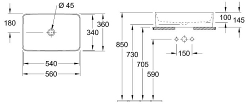 Villeroy & Boch Collaro 56x36 cm ráültethető mosdó 4A205601 (4A20 56 01)