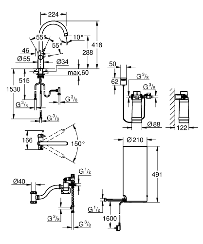 Grohe Red Duo csaptelep és kombi bojler L méret (7 liter), króm 30079001