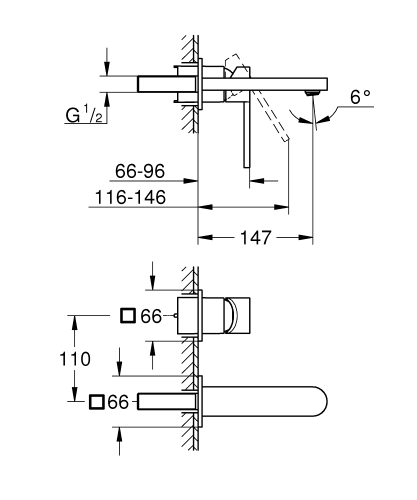 Grohe Plus egykaros fali mosdócsaptelep M-méret 29303003