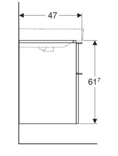 Geberit Smyle Square alsó szekrény mosdóhoz, két fiókkal Melaminos faszerkezet/Feketedió hickory 500.352.JR.1