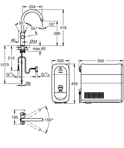 Grohe Blue Home C-kifolyóval, króm 31455001