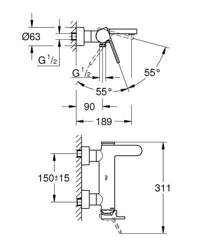 Grohe Plus egykaros kádtöltő csaptelep 33553003