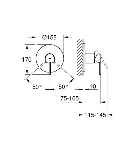 Grohe Plus egykaros falba épített zuhanycsaptelep 24059003