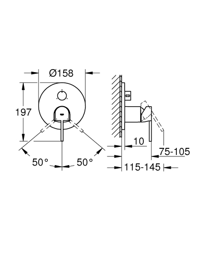 Grohe Plus egykaros falba épített csaptelep 3 fogyasztóhoz 24093003