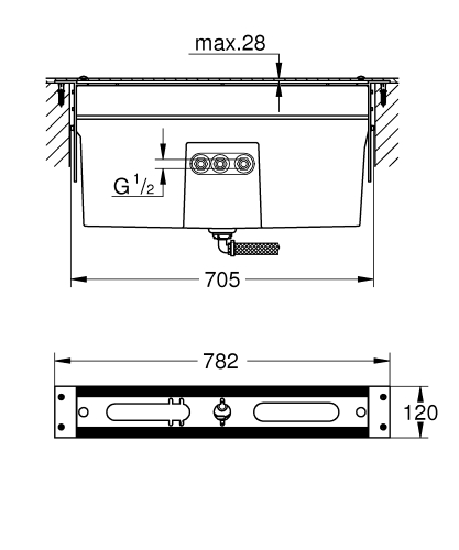 Grohe 4/5-lyukas kádcsaptelep kombináció (opcionális) 29037001