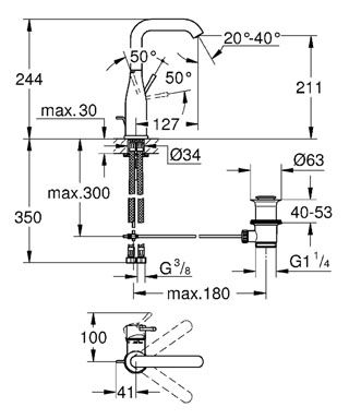 Grohe Essence New egykaros magasított mosdócsaptelep, hard graphite 32628A01