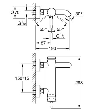 Grohe Essence New egykaros kádcsaptelep, supersteel 33624DC1