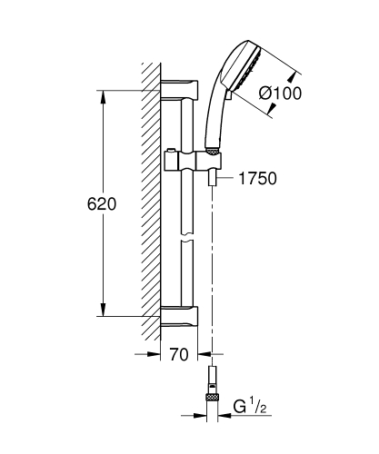 Grohe Tempesta Cosmopolitan 100 zuhanyszett 2 funkció 5,7 l/perc 2757820E