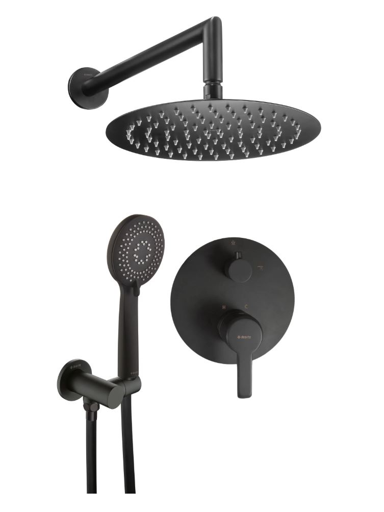 Deante Arnika falsík alatti csaptelep 2 fogyasztós szett, matt fekete NAC N9QP