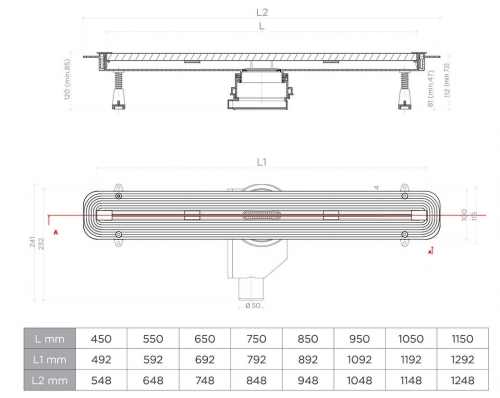 Pestan CONFLUO Slim line zuhanyfolyóka, 850 mm 13100029