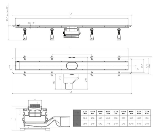 Pestan CONFLUO Frameless line zuhanyfolyóka, 300 mm 13701228