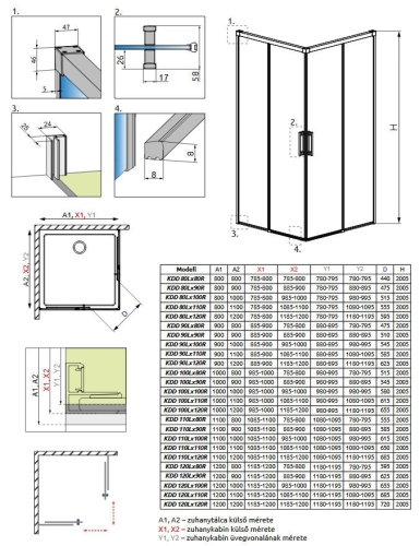 Radaway Idea Black KDD szögletes fekete zuhanykabin 90 cm (csak a balos fél) 387060-54-01L