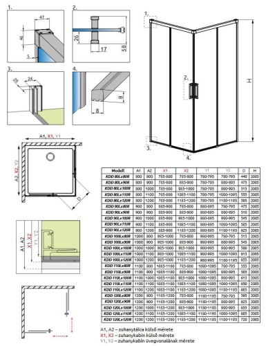 Radaway Idea Black KDD szögletes fekete zuhanykabin 110 cm (csak a balos fél) 387063-54-01L