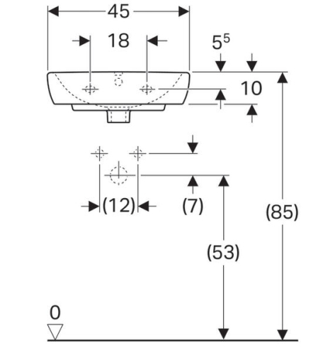 Geberit Selnova Square 45x35 cm kézmosó, fehér 500.322.01.1