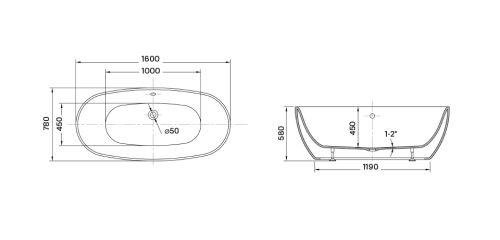 Wellis Oval 160x78 cm szabadonálló kád WK00142