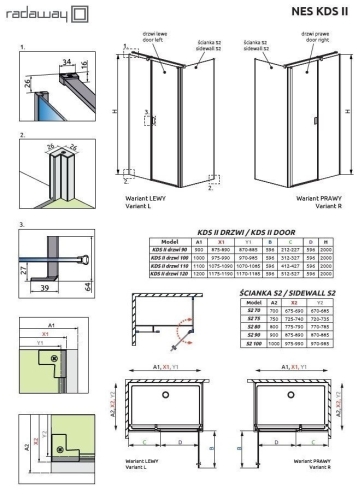 Radaway Nes KDS II S2 80 zuhanykabin oldalfal 10040080-01-01