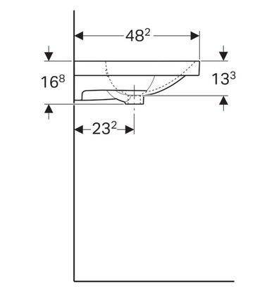 Geberit Acanto 90x48,2 cm mosdó pakolófelülettel jobb oldalon 500.625.01.2