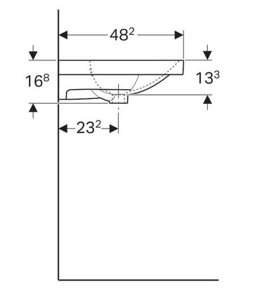 Geberit Acanto 90x48,2 cm mosdó pakolófelülettel jobb oldalon, csaplyuk nélkül 500.626.01.2