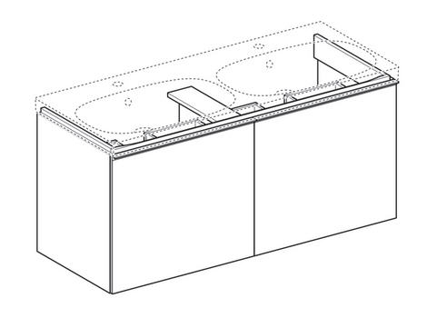 Geberit Acanto alsó szekrény dupla mosdóhoz, két fiókkal és két belső fiókkal magasfényű fehér 500.613.01.2