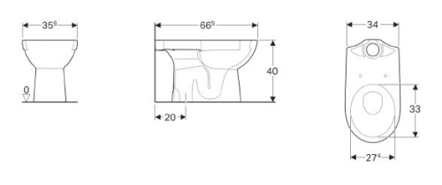 Geberit Selnova monoblokk wc csésze, alsó kifolyás 500.151.01.1