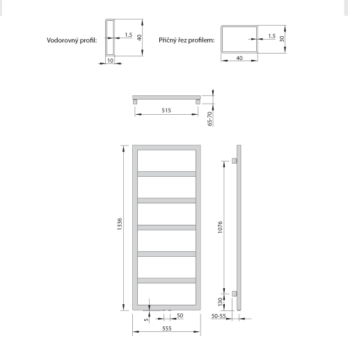 Sapho DENALI 550x1336mm fürdőszobai radiátor, matt fehér DN613