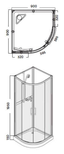 Wellis Vivara 90x90 cm hátfalas negyedköríves zuhanykabin WC00419