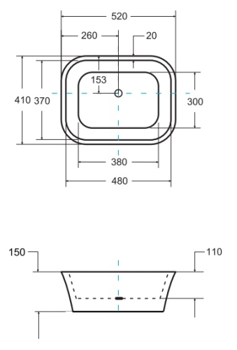 Besco Assos 40x50x15 cm pultra építhető mosdó UMD-A-NB